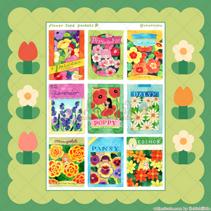 Watercolor Flower Seeds Sticker Sheet
