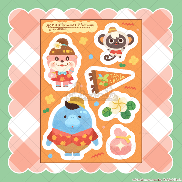 ACNH Paradise Planning Sticker Sheet Whimsicute