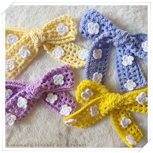 Flowery Crocheted Hairbow (Assorted Colors)