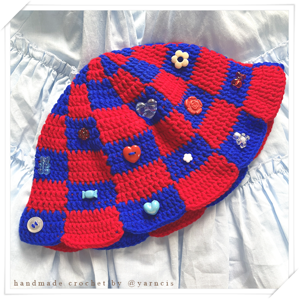 Crocheted Beaded Bucket Hat - Hello Kitty