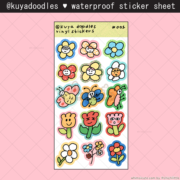 kuyadoodles - Waterproof Sticker Sheet 001 : Flowers