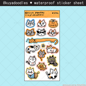 kuyadoodles - Waterproof Sticker Sheet 002 : Cats
