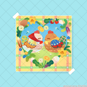 Chicken Meadow Print 6x6in