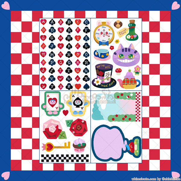 Wonderland Tea Party Sticker Sheet SET - Matte