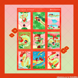 Watercolor Dragon Friend Sticker Sheet