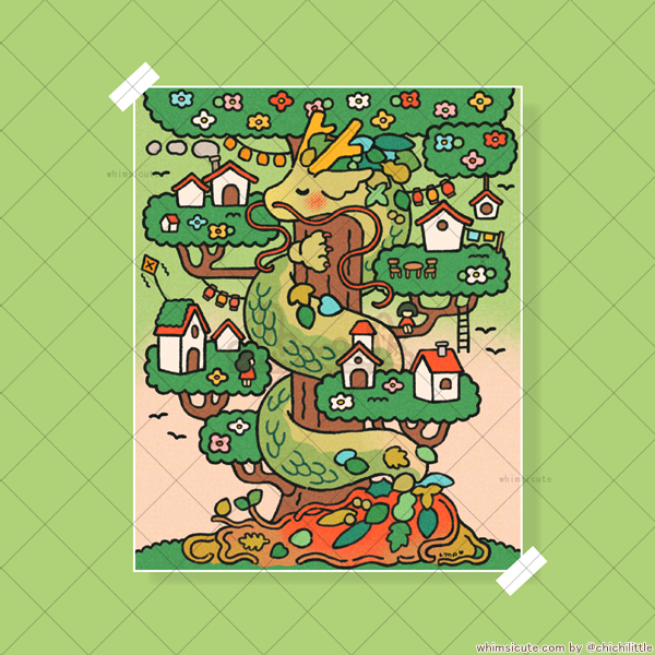 Tree Dragon Print 4x5in
