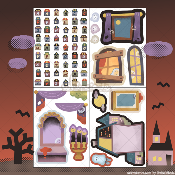 Haunted House Paper Sticker Sheet SET