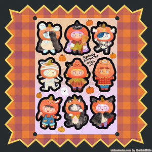 Watercolor Spooky Pumpkins Sticker Sheet