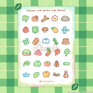 Leaves, Stickers, and Stones Sticker Sheet