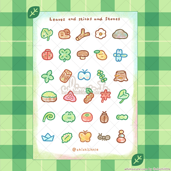 Leaves, Stickers, and Stones Sticker Sheet