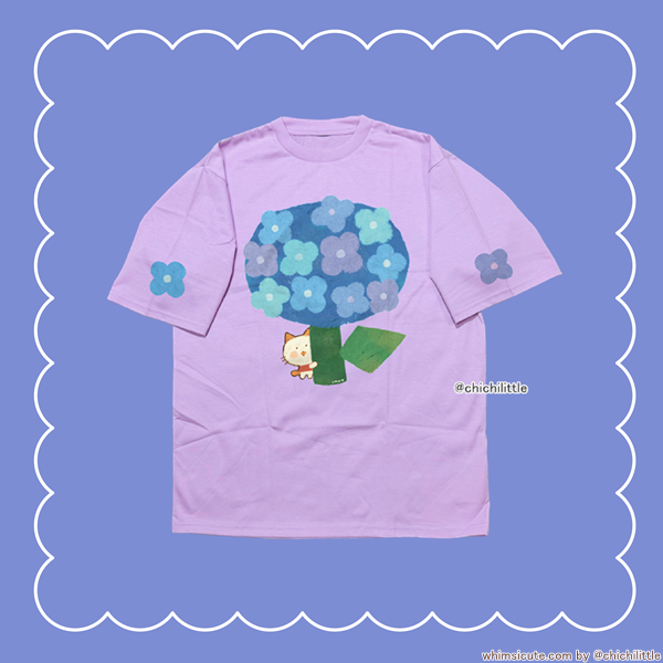 Hydrangea Cat T-Shirt (Lilac)