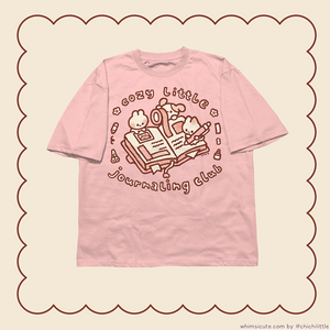 Cozy Little Journaling Club T-Shirt (Peach Pink)