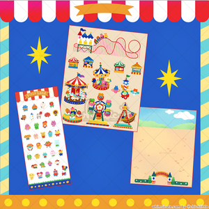Build-your-own Silly Land Amusement Park Sticker Sheet SET of 3