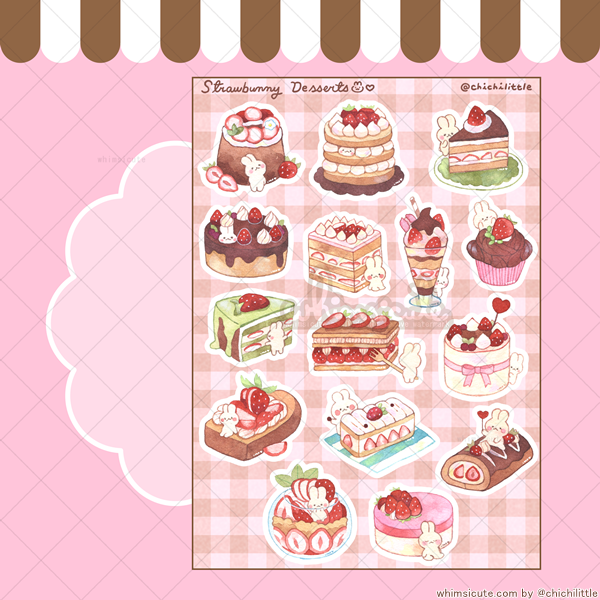 Strawbunny Desserts Sticker Sheet