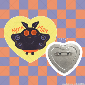 Mothman Heart Button Pin