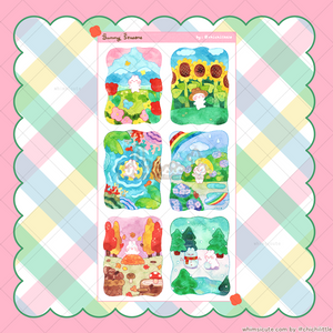 Watercolor Bunny Seasons Sticker Sheet