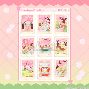 Watercolor Sakura Polaroids Sticker Sheet