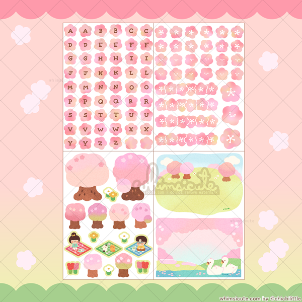 Cherry Blossom Park Sticker Sheet SET - Matte