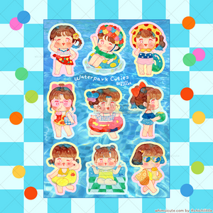 Watercolor Waterpark Cuties Sticker Sheet