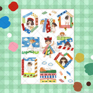 Watercolor Washi Tape Girls Sticker Sheet