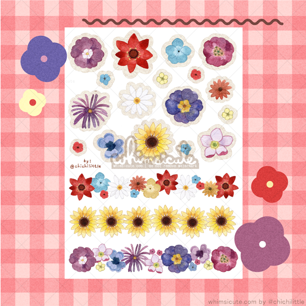 Flower Blossoms Sticker Sheet - Matte