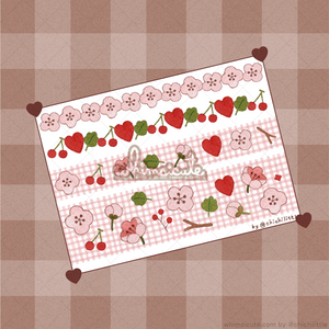 Sakura and Hearts Sticker Sheet