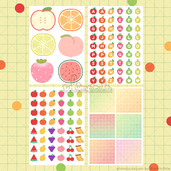 Fruits Sticker Sheet SET - Matte