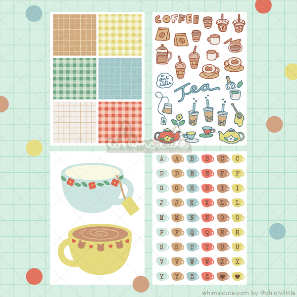 Coffee and Tea Sticker Sheet SET - Matte