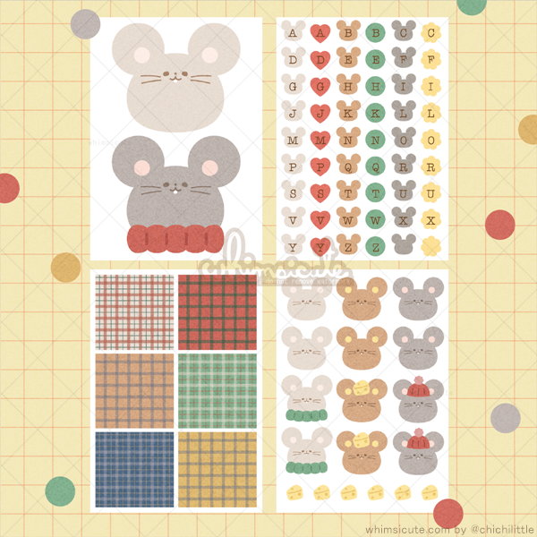 Mouse and Cheese Sticker Sheet SET - Matte