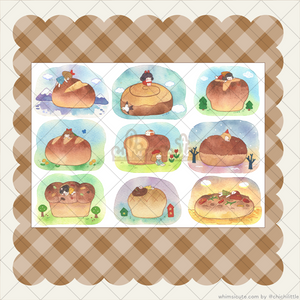 Watercolor Bread Cushions Sticker Sheet