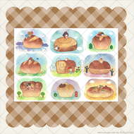 Watercolor Bread Cushions Sticker Sheet
