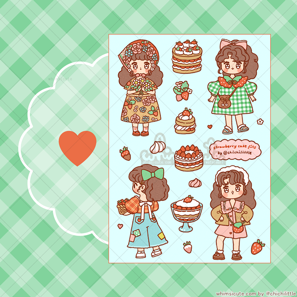 Strawberry Cake Fits Sticker Sheet