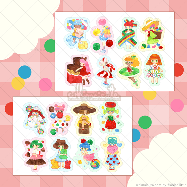 Watercolor Candy Girls Sticker Sheets (2 Sheets)