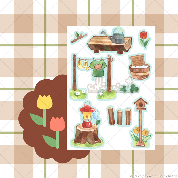 ACNH Watercolor Forest Theme Sticker Sheet