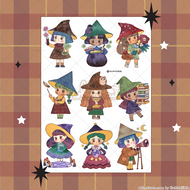 Watercolor Student Witches Sticker Sheet