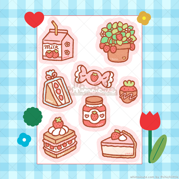 Strawberry Snacks Sticker Sheet