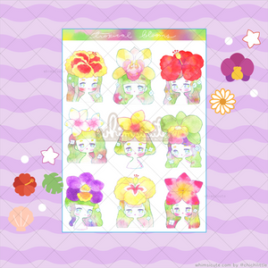 Watercolor Tropical Blooms Sticker Sheet