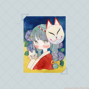Original - Tiny Painting - Kitsune