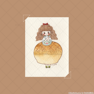 Original - Tiny Painting - Bread Girl 2