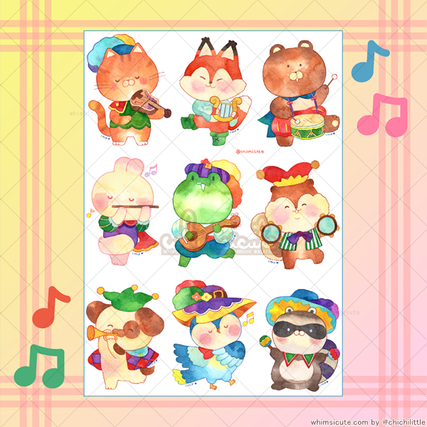 Watercolor Band of Bards Sticker Sheet