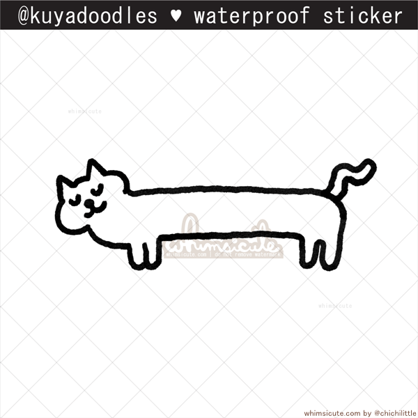 kuyadoodles - Long Cat Waterproof Sticker