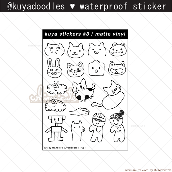 kuyadoodles - Waterproof Sticker Sheet 03