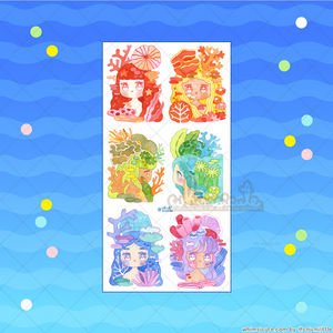 Watercolor Coral Reef Girls Sticker Sheet