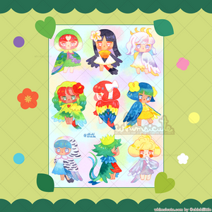Watercolor Tropical Birds Sticker Sheet