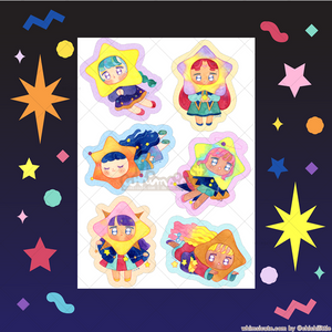 Watercolor Star Children Sticker Sheet