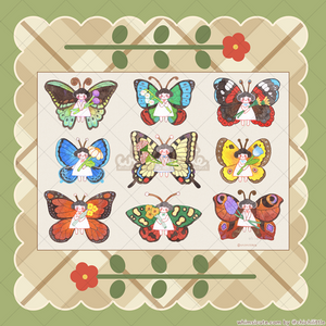 Watercolor Butterfly Girls Sticker Sheet