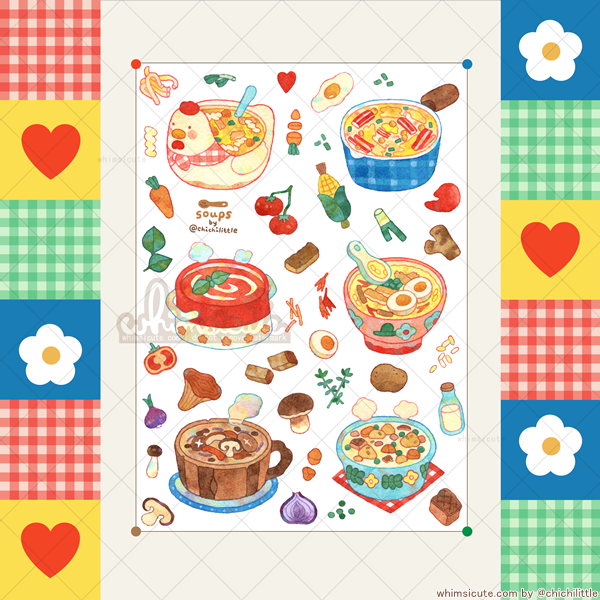 Watercolor Soups Sticker Sheet