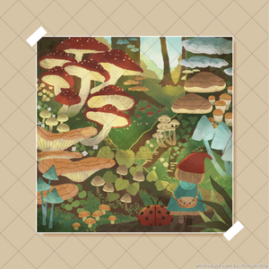 Mushroom Forest Print 6in x 6in