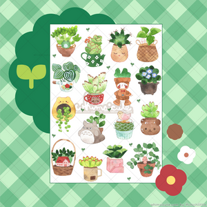 Watercolor Plant Friends Sticker Sheet