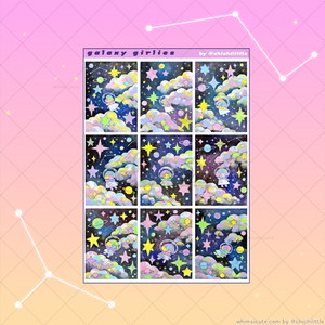 Watercolor Galaxy Girlies Sticker Sheet